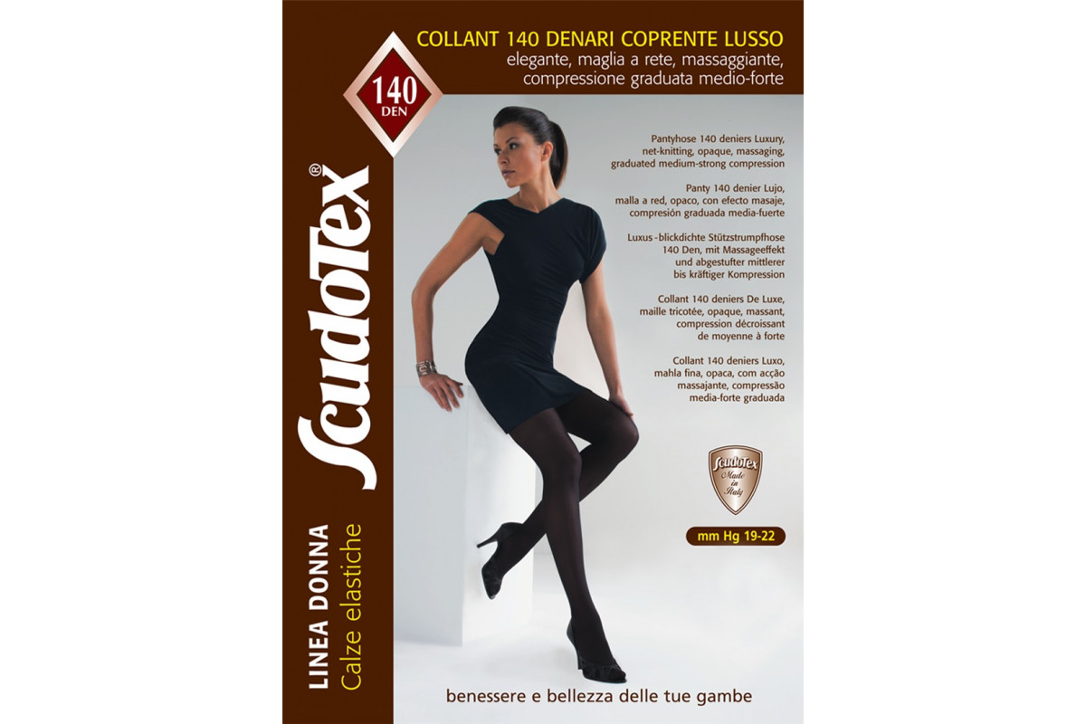 595 Колготки компрессионные Scudotex для беременных (19-22mmHg) 140 den черные плотные