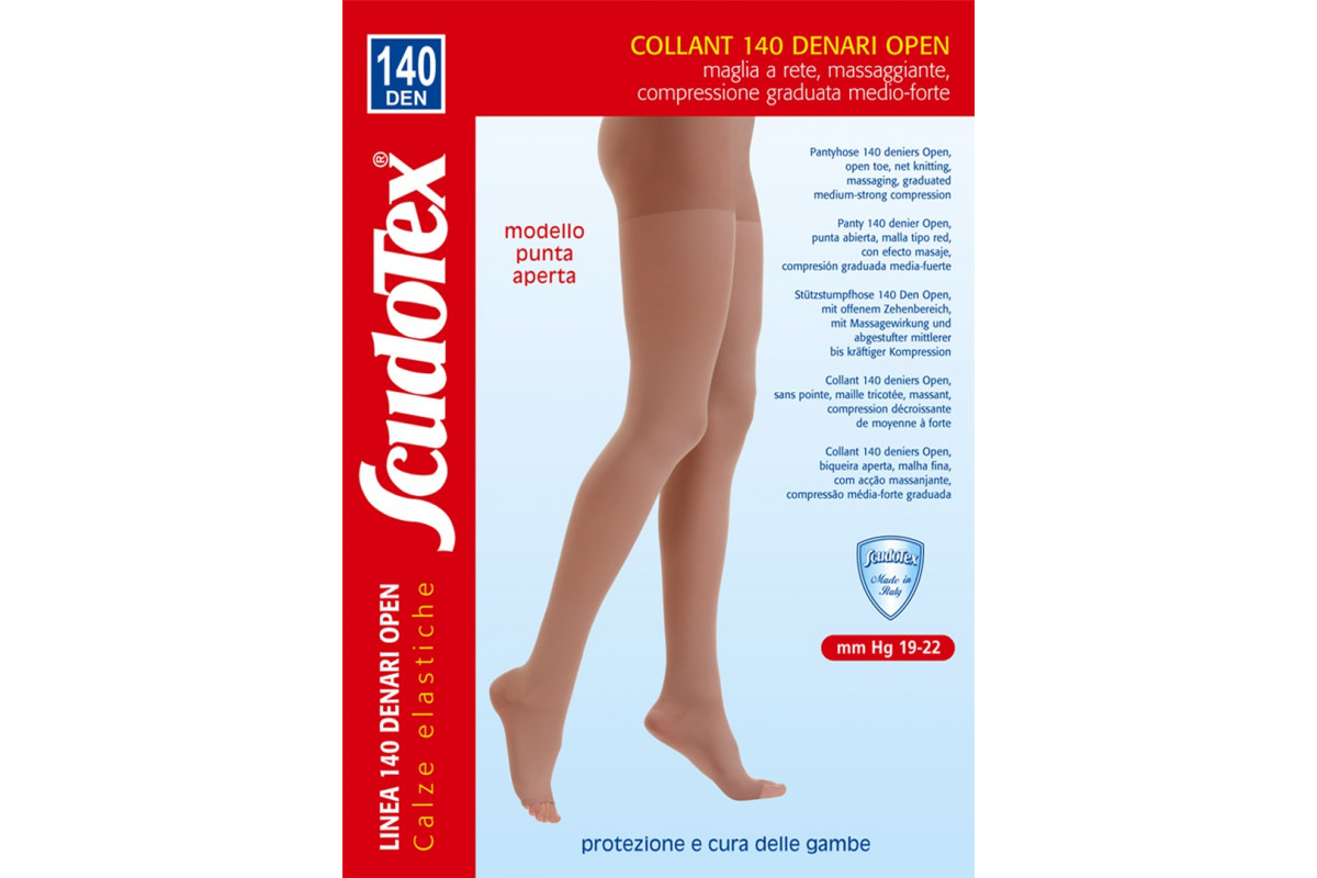 593 Колготки компрессионные Scudotex (19-22mmHg) 140 den открытый носок (мысок)